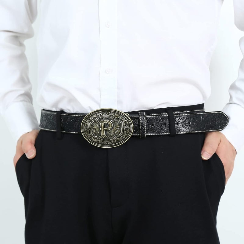 Fibbadet Store Belt Buckles Men Initial Letters A-Z Western Rodeo Cowboy Cowgirl Belt Buckle for Men Boys Halloween Birthday Party - Image 4